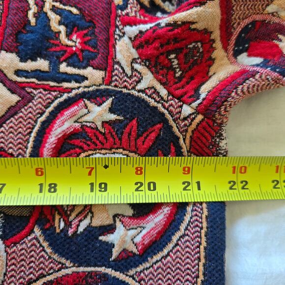 Zara Mens Quilted Jacquard Pullover Sweatshirt Jumper Size M Skull Red Y2K - Picture 7 of 8